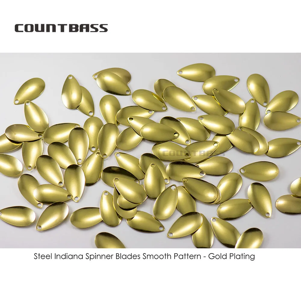 COUNTBASS 50 Uds. Tamaño 00-8 hojas giratorias Indiana patrón liso acabado en níquel y oro, hilanderos DIY aparejos de pesca dorados - imagen 4
