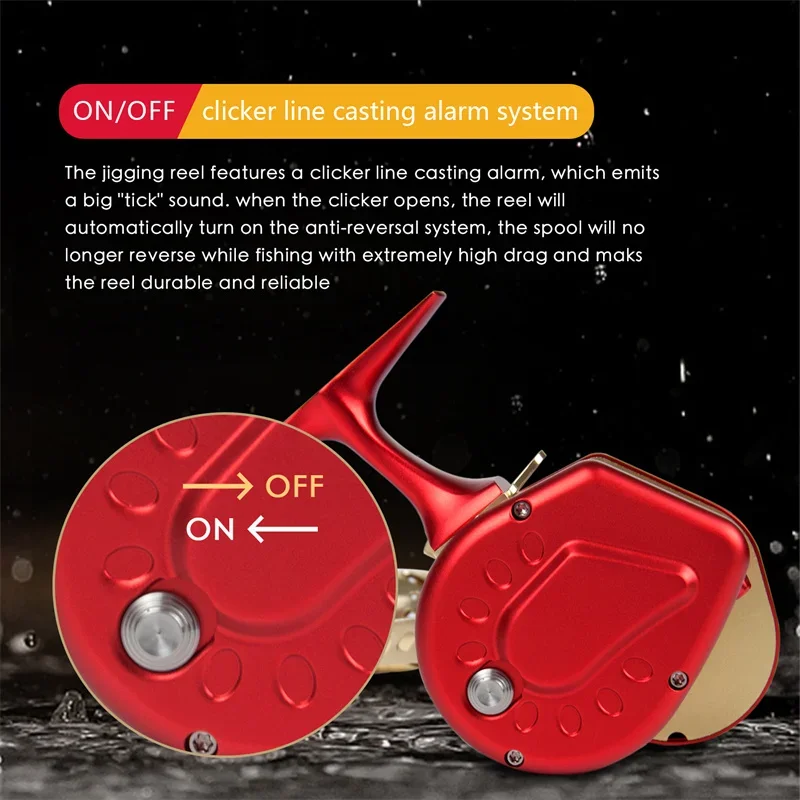 Aparejos Topline, carrete de Jigging lento con cabeza inferior de Metal, arrastre máximo de agua salada, 35kg, tambor de aguas profundas, carrete de pesca a curricán, anticorrosión - imagen 2