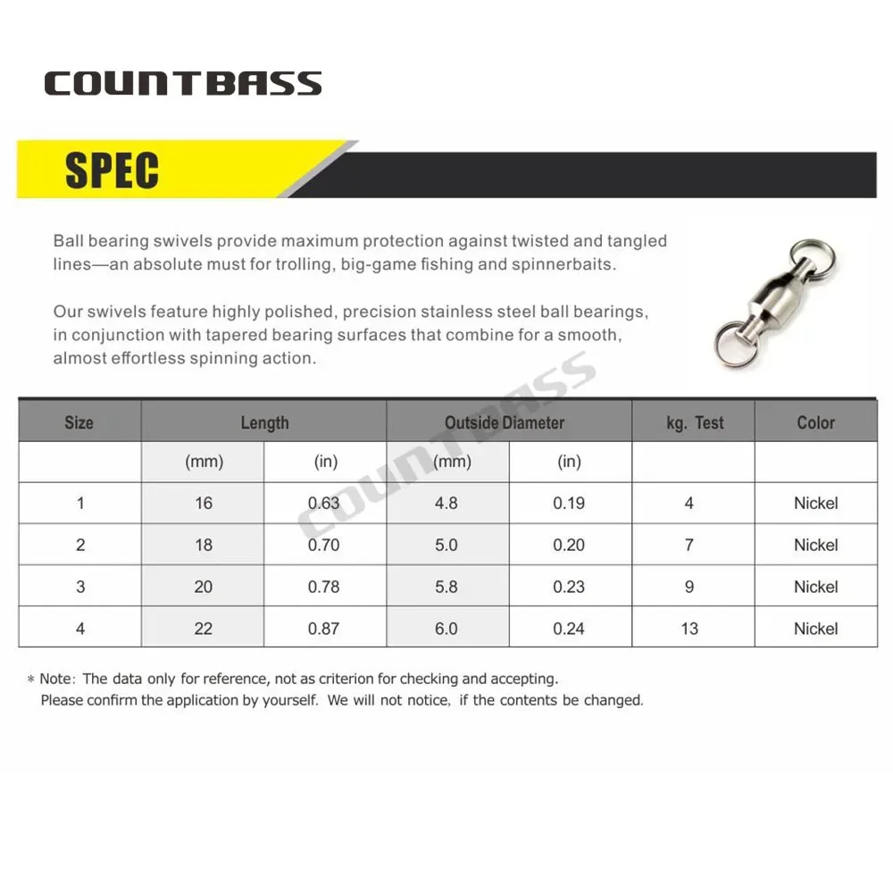 Coutbass 50 piezas súper rodamiento de bolas giratorio con conector de anillos divididos, tamaño 1,2,3,4 accesorios de pesca - imagen 3