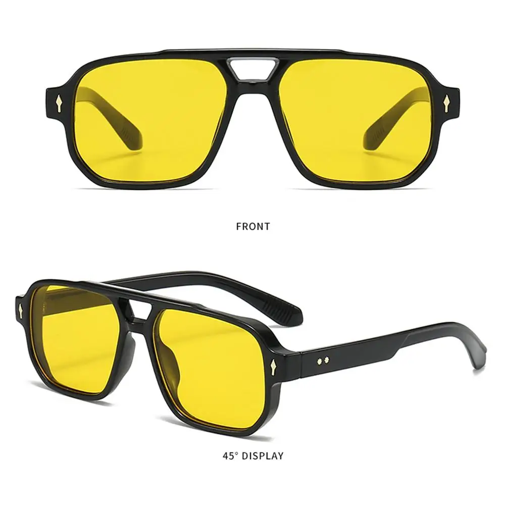 Gafas de sol cuadradas de doble puente para hombre, gafas de sol clásicas con protección UV400, remaches, gafas de sol informales para conducir, gafas de sol para pescar - imagen 2