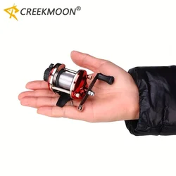 Carrete giratorio para pesca en hielo con línea y cuerpo metálico
