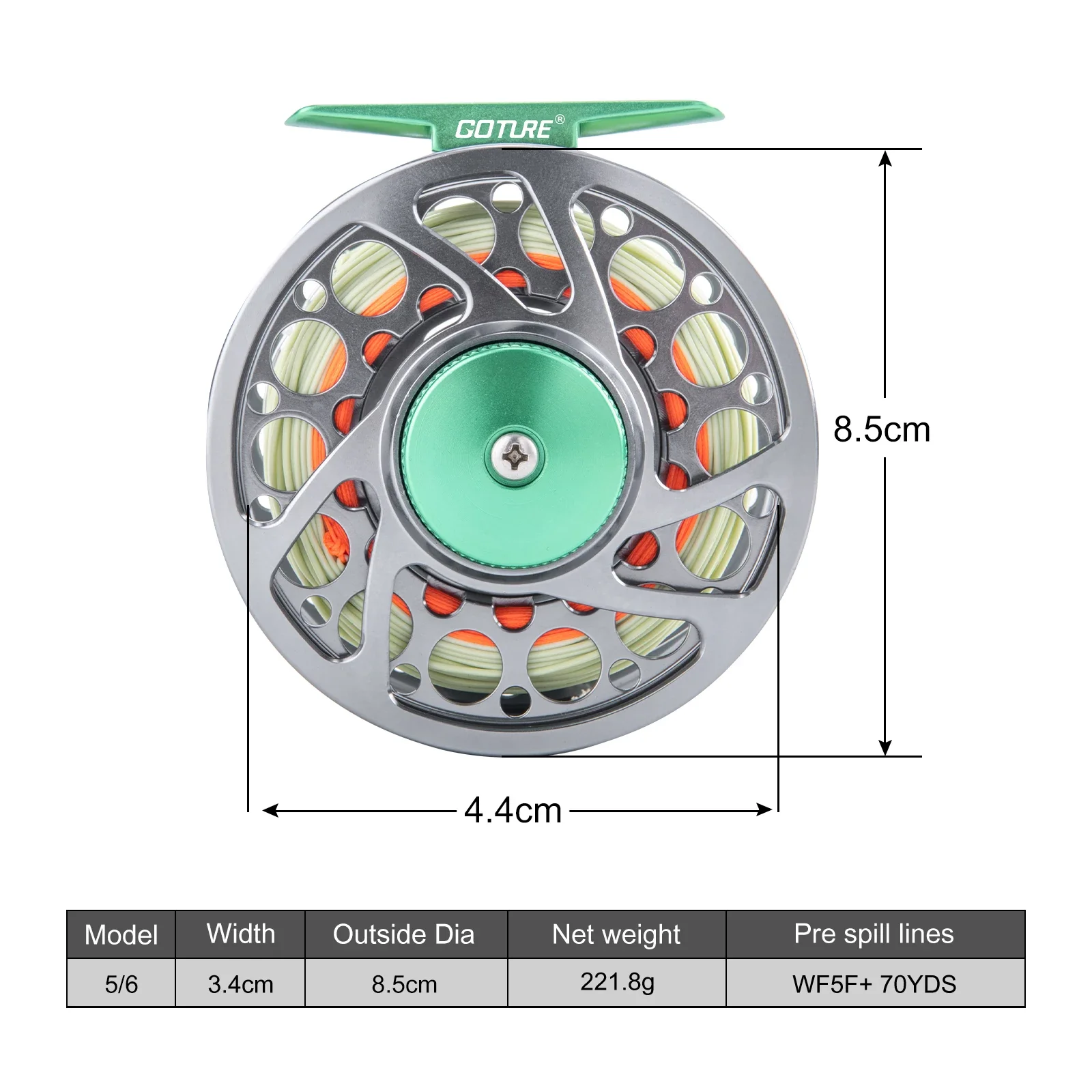 Carrete de pesca con mosca Goture 5/6: aleación de aluminio CNC, línea precargada, arrastre de disco liso, zurdos/derechos, aparejos más vendidos - imagen 3