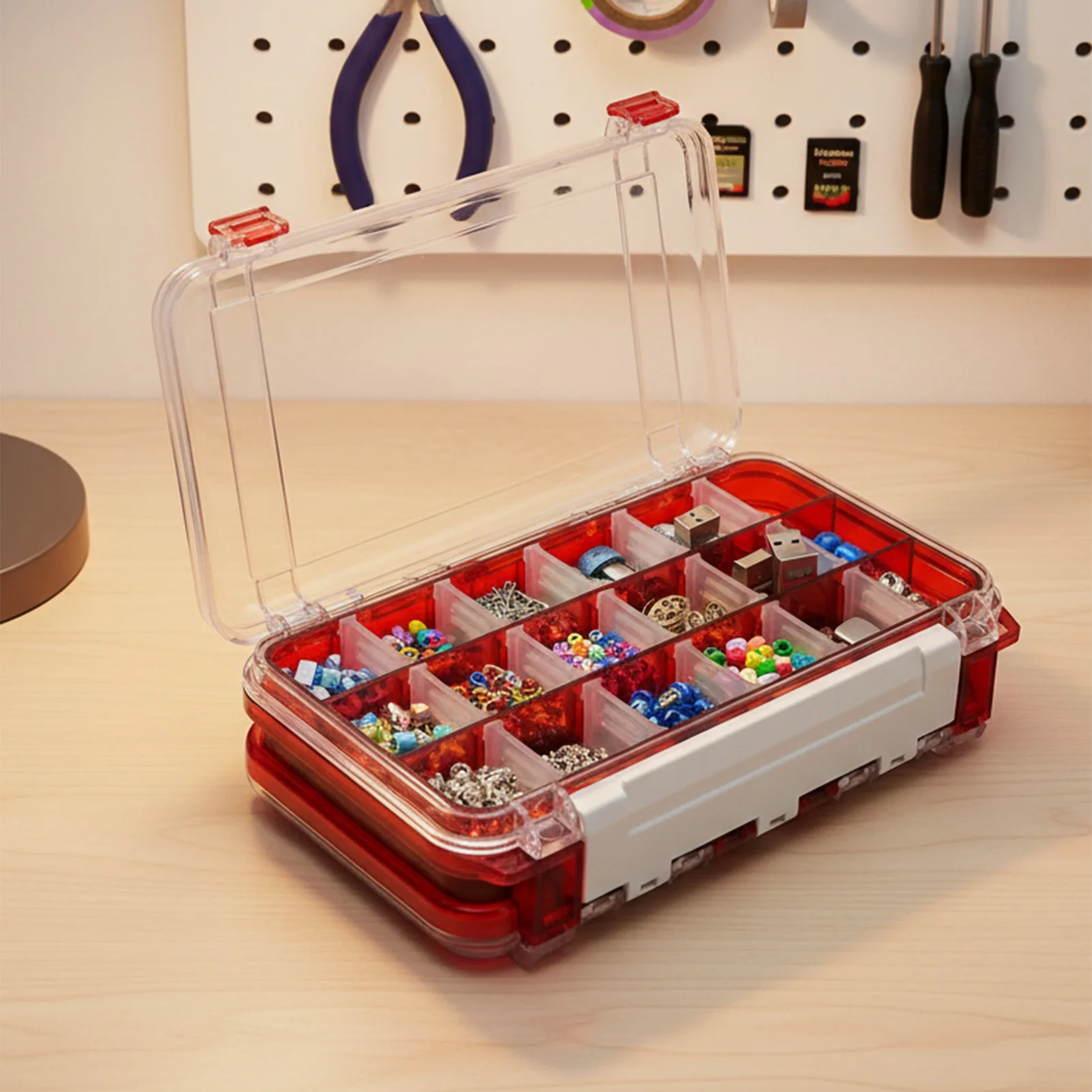 Caja de aparejos de pesca de doble capa, caja de almacenamiento Visual transparente con múltiples compartimentos para anzuelo de señuelo de pescado, cebo falso, engranajes de pesca - imagen 4