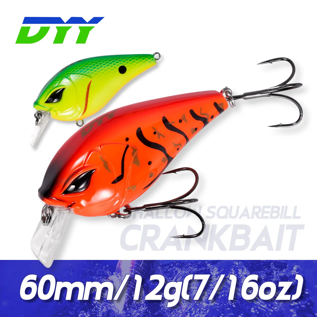 DYY-señuelo de pesca Crankbaits cuadrado, 60mm, 12g, sonajero flotante, pececillo, cebo duro Artificial para perca, Lucio, Señuelos de Pesca de lubina