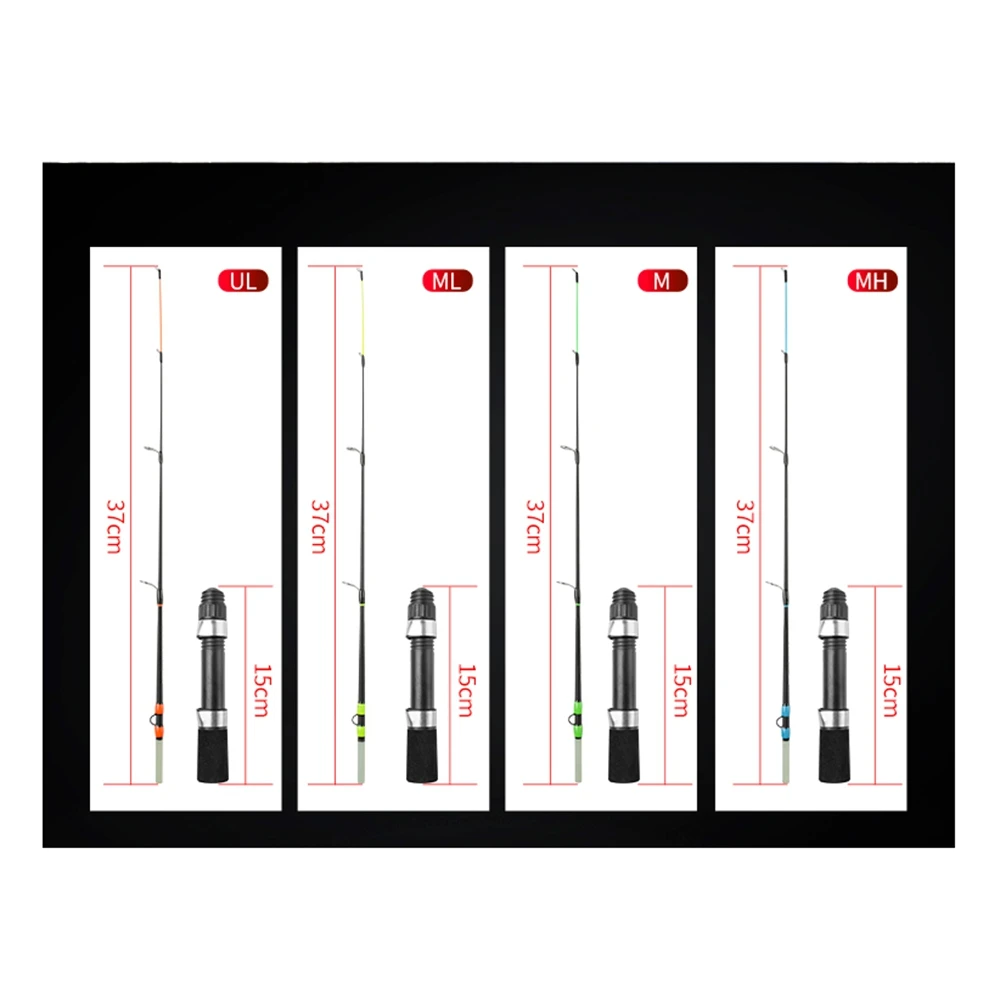 Cañas de pescar en hielo de invierno Johncoo de 50cm, caña giratoria de punta plana de fibra de vidrio, caña de pescar de invierno ultraligera - imagen 2