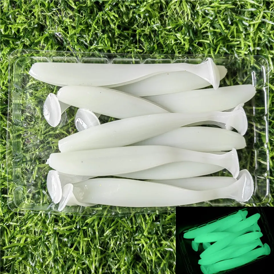 MUKUN 10 Uds T cola Shad cebos blandos 90mm/4,2g fácil brillo Isca Artificial silicona Pesca Señuelos de Pesca aparejos - imagen 4