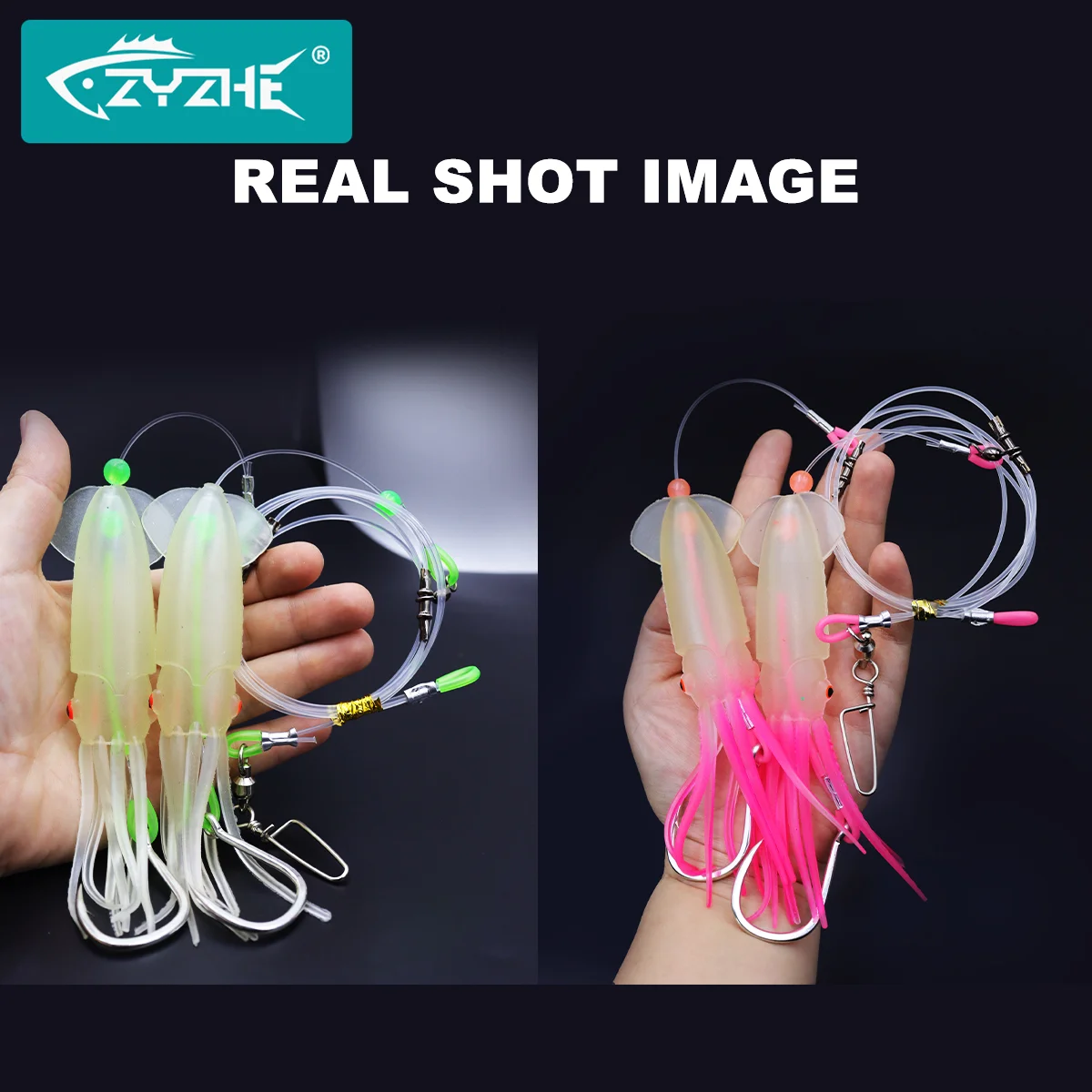 ZYZ 1 pieza de aparejos de caída profunda con calamar luminoso Fakebait gancho de BKK8062-5X de alta resistencia aparejos de pesca de aguas profundas para atún Marlin - imagen 4
