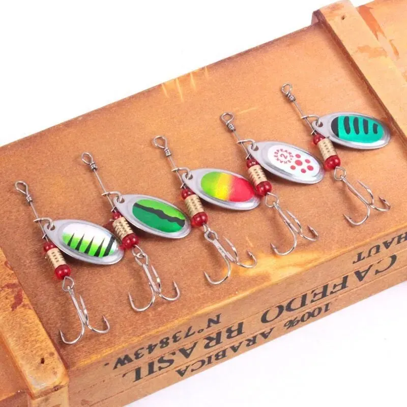 10 unids/set señuelo giratorio 10 colores con anzuelo triple señuelo de cuchara de Metal señuelo de pesca duro con caja de aparejos de pesca - imagen 3