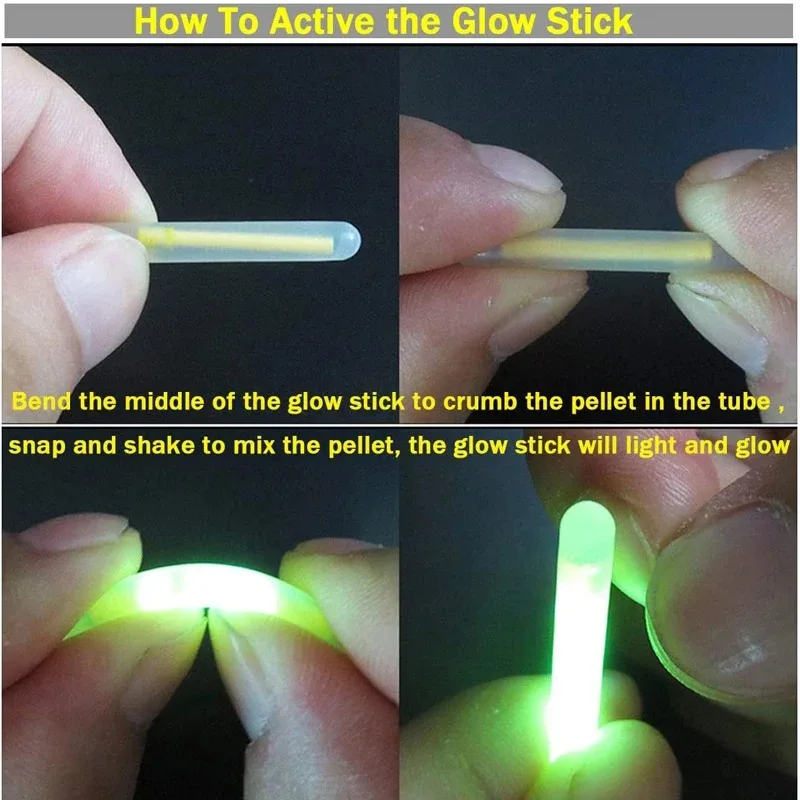 50 Uds (10 bolsas) flotador de pesca palo de luz luciérnagas barra de luz fluorescente flotador nocturno luz barra que brilla en la oscuridad aparejos de pesca - imagen 5