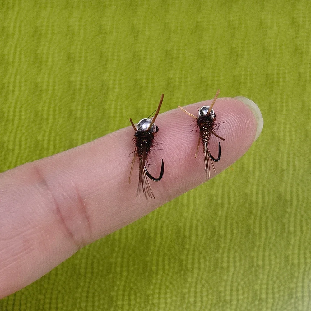 Wifreo 6PCS # 14 # 16 cabeza de cuentas plateadas, plantilla sin púas de hundimiento rápido, mosca de Ninfa, piernas de goma, cola de faisán, señuelo de pesca Artificial - imagen 2