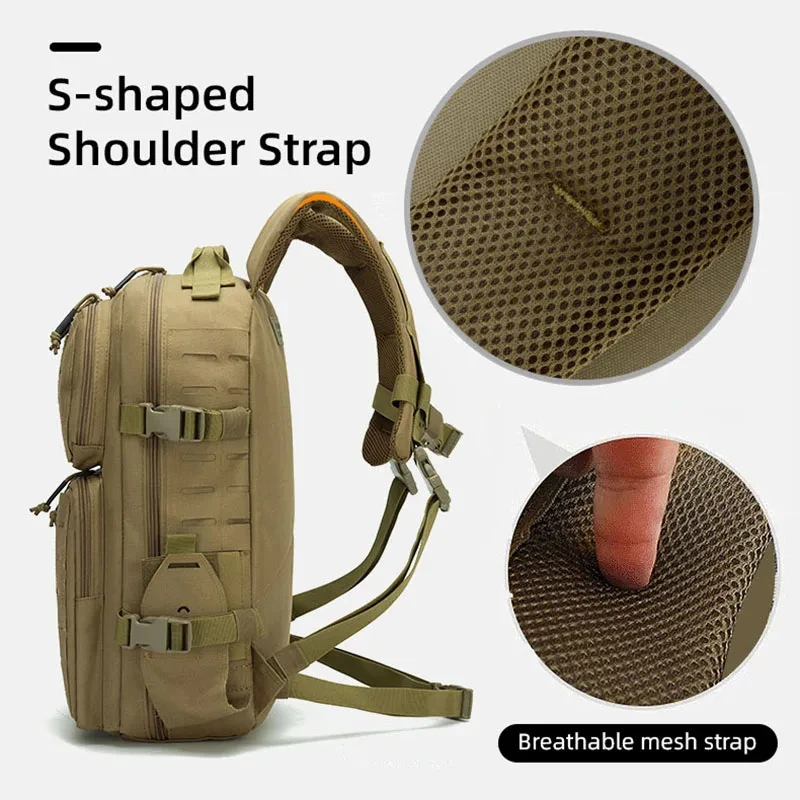 Mochila táctica de pesca de 45L, bolsa de viaje Molle para ordenador portátil, adiestramiento al aire libre, senderismo, escalada, mochila grande para deportes y caza - imagen 5