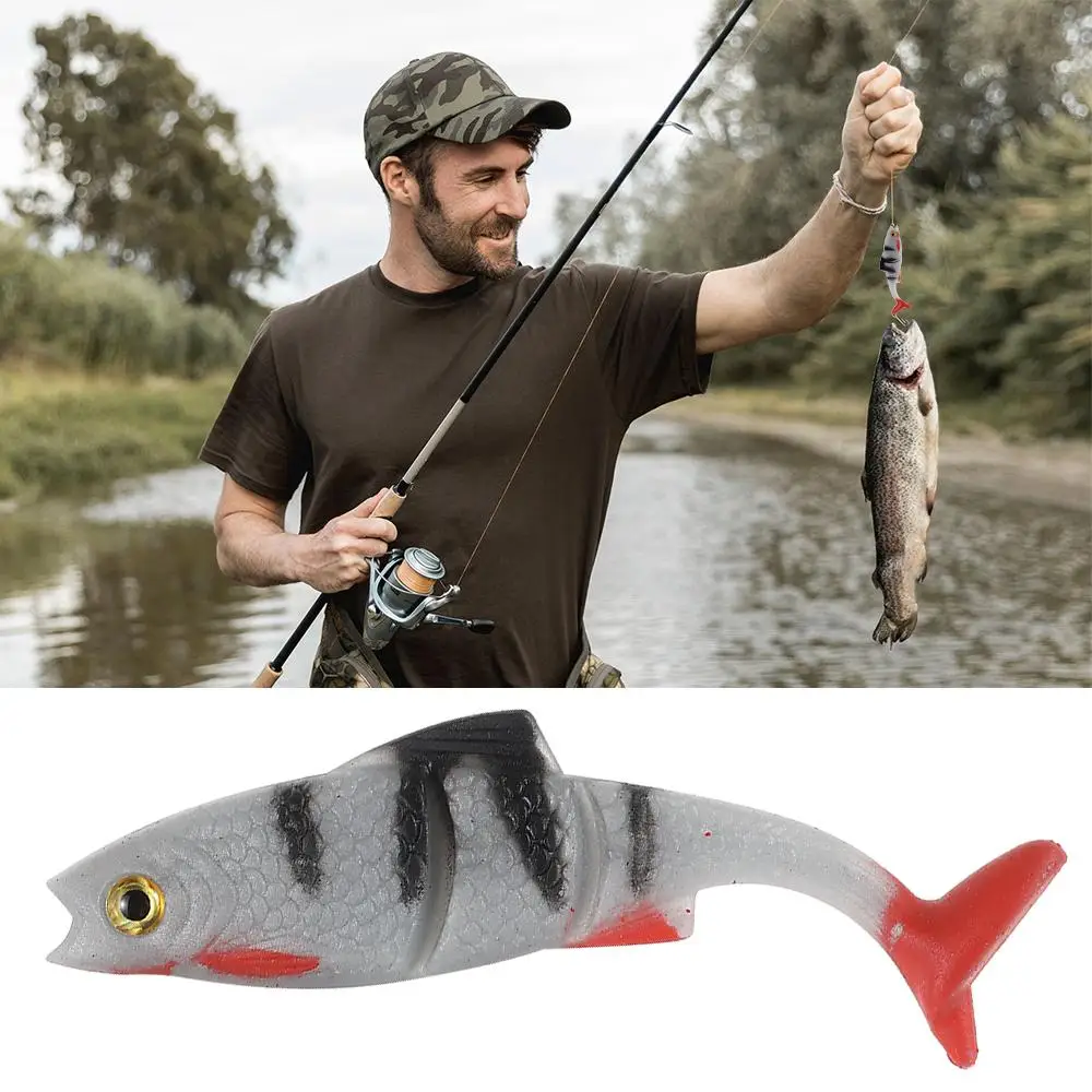 Señuelo swimbait de vinilo cola en T con ojos 3D para mar - imagen 5