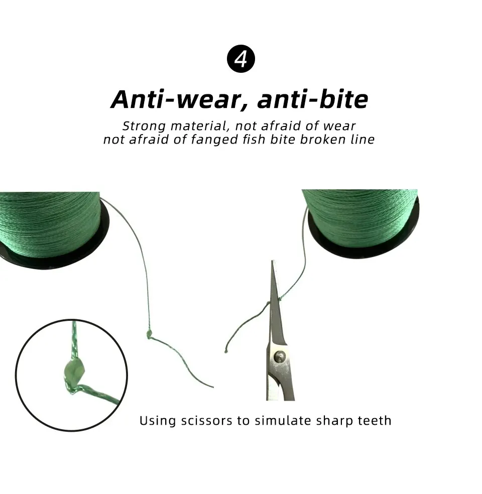 Experimente la pesca suave y segura con nuestra línea trenzada anti-bite anti-bite