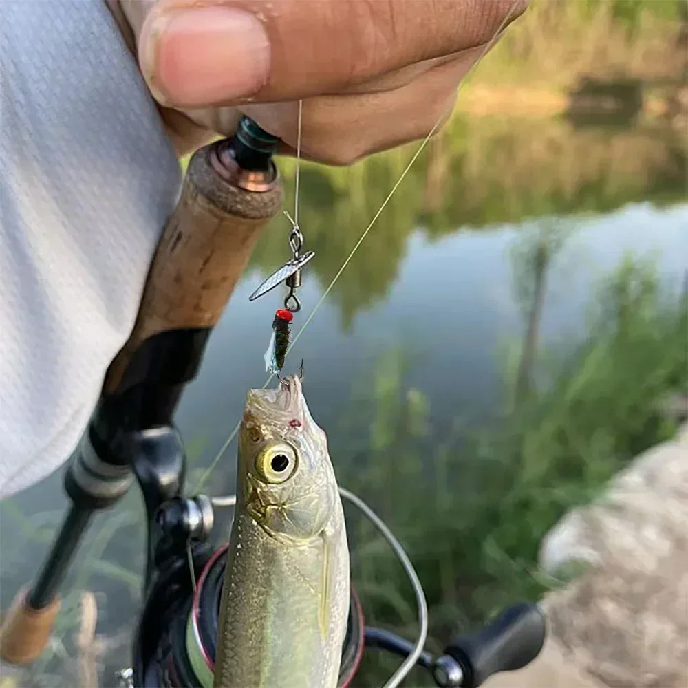 10 Uds. Señuelo de pesca con mosca de doble ala láser, señuelo de insecto biónico Artificial realista para lubina, trucha, carpa, cebo de pesca con mosca - imagen 5