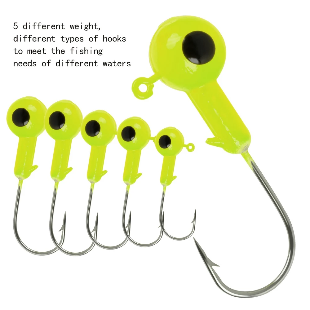 Anzuelos de pesca con cabeza de Metal, accesorios de cebo de gusanos blandos, 2g, 3,5g, 5g, 7g, 10g, 25 unids/lote por caja - imagen 5