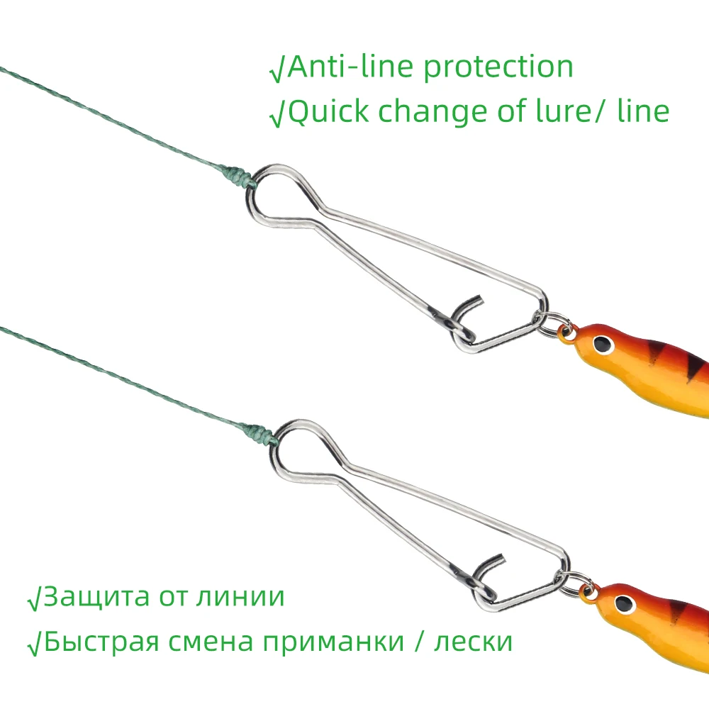 DNDYUJU-broches de pesca de 50 piezas, Conector de pesca de acero inoxidable, enganchado a presión, Clip de cierre para anzuelo, señuelo, herramientas de aparejos - imagen 5