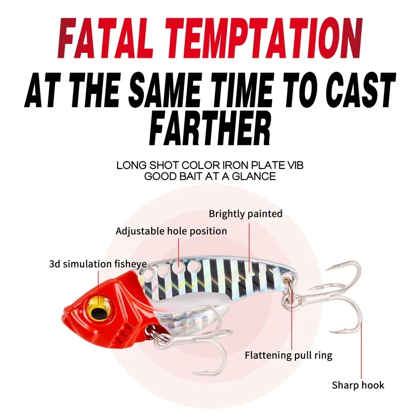 Señuelo metálico VIB de 6 piezas para pesca, cebo duro con vibración, perca, aparejos de pesca, ojos 3D, equilibrador de lápiz, cuchara, plantilla para pintar - imagen 4