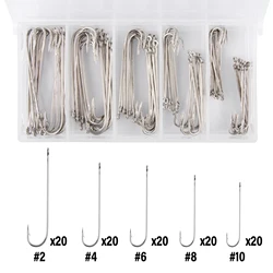 100 Uds. Ganchos de pesca Aberdeen gancho de vástago Extra largo de agua dulce alambre ligero recto para lubina Bluegill trucha tipo panfish