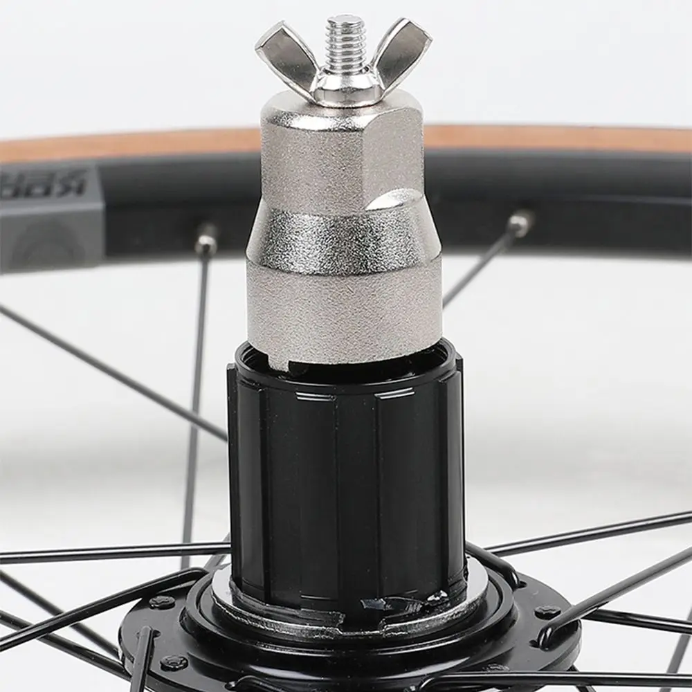 Herramienta de Base de torre de bicicleta plateada, herramienta de extracción de Base de torre duradera portátil, instalador Universal de cubo de bicicleta de acero inoxidable - imagen 4