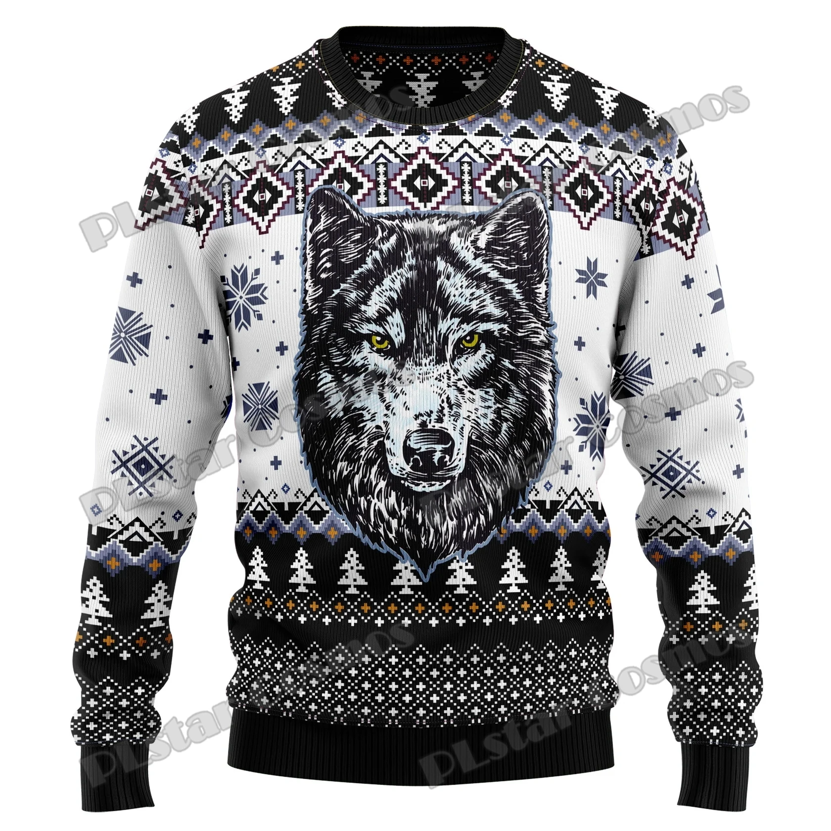 KMY05-suéter de punto informal para hombre y mujer, jersey con estampado 3D de lobo nativo impresionante, suéter feo de Navidad, Otoño e Invierno - imagen 3