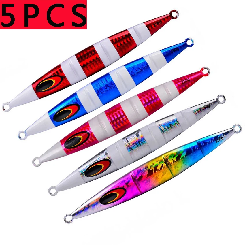 Tipfish-Cebo que brilla en la oscuridad para barco de pesca en aguas profundas, 30-200g, placa de hierro, hundimiento rápido, 5 unidades - imagen 2