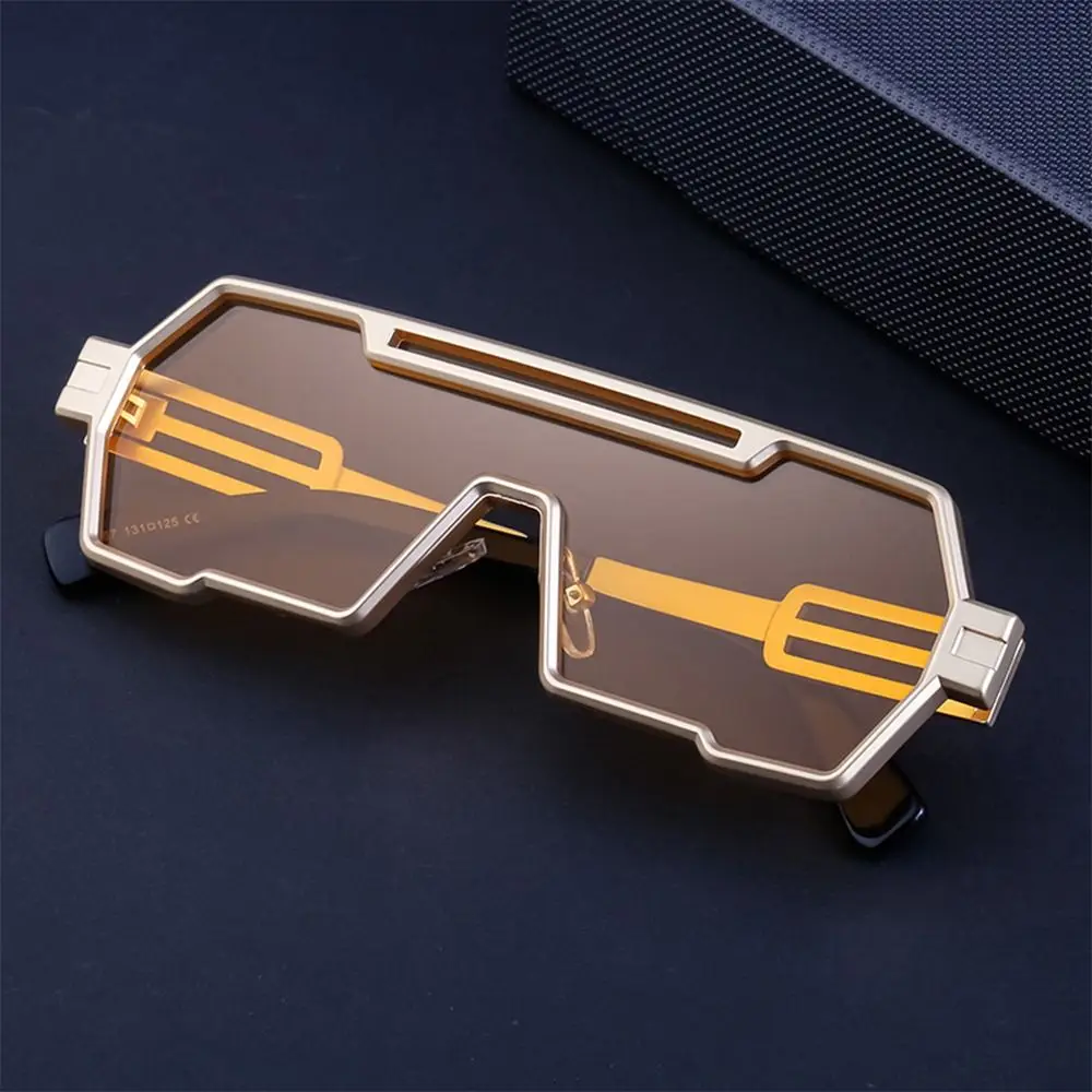 Gafas de sol Steampunk de metal de moda, gafas de sol punk de una sola pieza con montura grande, gafas de sol con protección UV400 para hombres - imagen 4