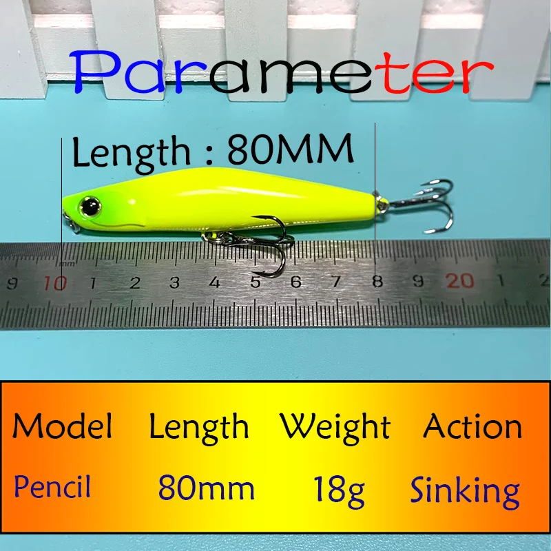 Testar-señuelo de Pesca de 80mm y 18g, cebo Artificial Wobbler duro para agua salada, lubina, Lucio, aparejos de Pesca - imagen 2