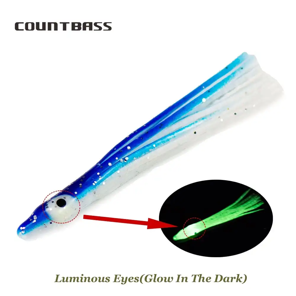 COUNTBASS 100 Uds 4cm 6cm 10cm faldas luminosas de calamar en forma de aguja, señuelo de cebos de pulpo suave, aparejos artesanales para anzuelos de asistencia de Jigging - imagen 4