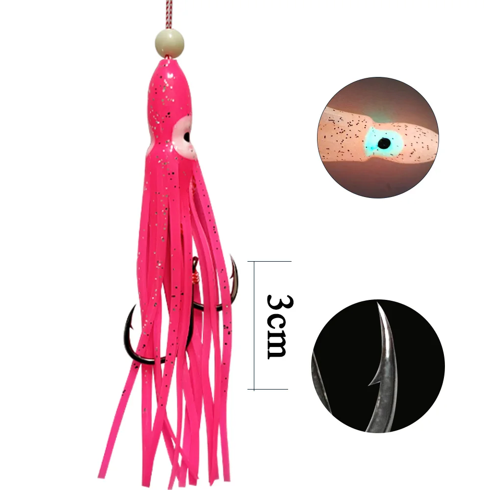 5 uds faldas de calamar anzuelos de Pesca brillo pulpo Inchiku Jig lento rápido Jigging Metal que cae cebo de agua salada aparejos de asistencia de Pesca - imagen 4