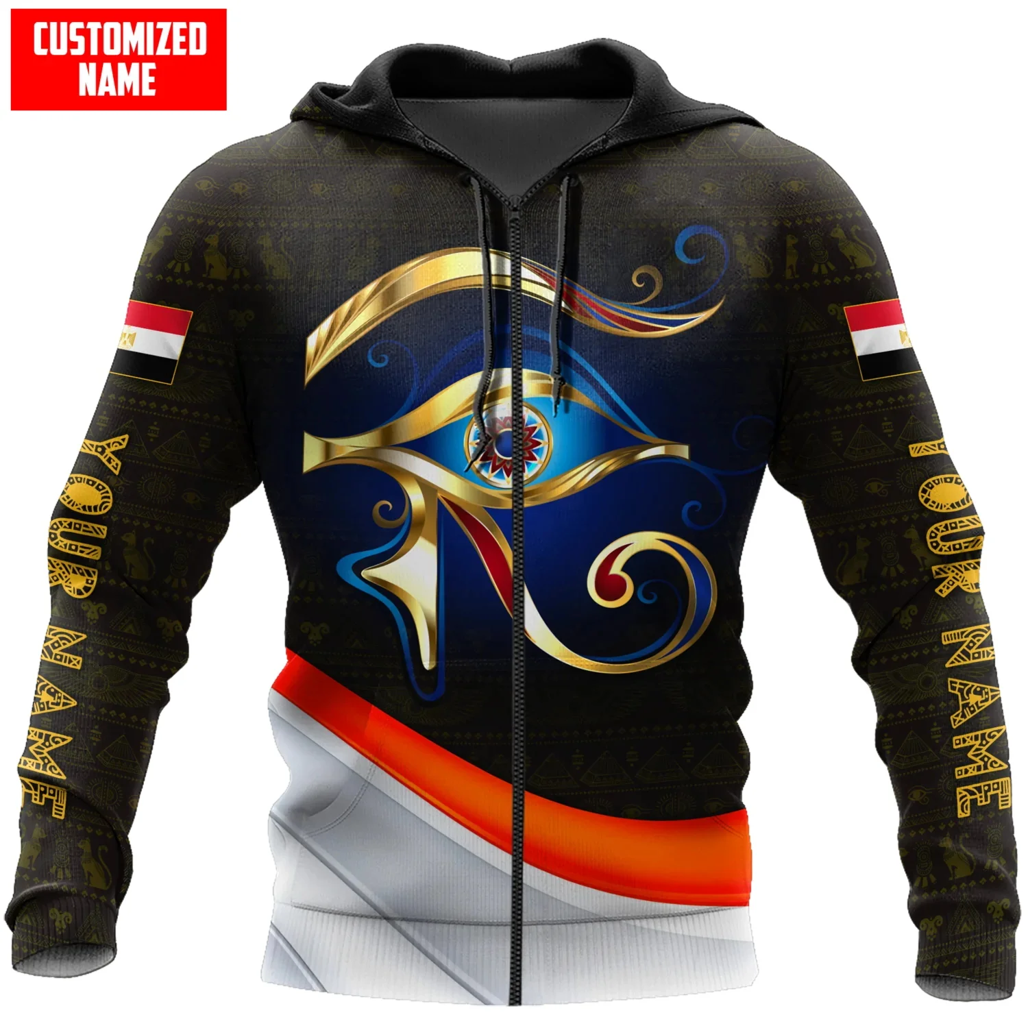 Sudadera con capucha y sudadera con estampado 3D de Ojo de Horus Egipto para hombre, sudaderas con capucha con cremallera Unisex, chándales informales KJ933 - imagen 3
