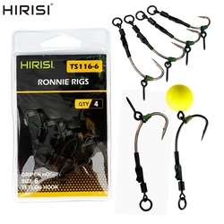 Hirisi-anzuelo de pesca de carpa Ronnie Rig, combinación de pesca de mar, bola flotante, tipo cebo, accesorios de pesca para grupo, 4 Uds.