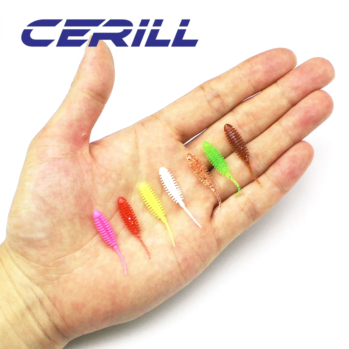 Cerill 20 piezas 35mm pequeño señuelo de pesca suave cebo de gusano Artificial aguja cola lubina carpa Mini Rockfish Jigging Wobbler Swimbait - imagen 4