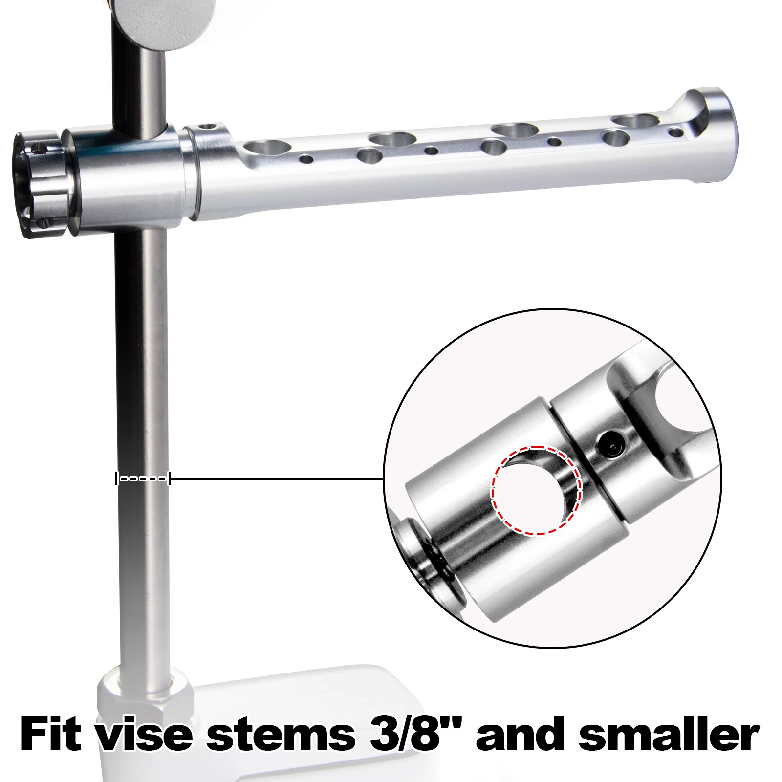 Barra de aluminio para atado de moscas – Soporte compatible con torno