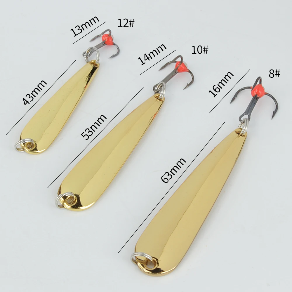 FTK-señuelo de pesca en hielo con cuchara, 5g/7g/11g, 43mm/53mm/63mm, 1 Uds., cebo de pesca de aluminio metálico, Spinner, anzuelo triple, señuelos duros - imagen 2