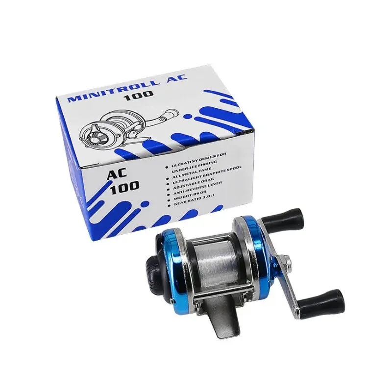 Mini rueda de pesca en hielo de invierno, brazo basculante doble, cuerpo principal de Metal con línea, fabricantes al por mayor, 2024 - imagen 3