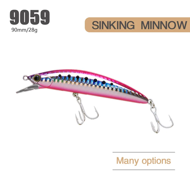 Cebo Swinger de pececillo hundido, 90mm, 28g, Kit de pesca de tipo caliente, equipo de pesca, cebo duro, ojo 3D, cebo de manivela largo fundido, pesca - imagen 2