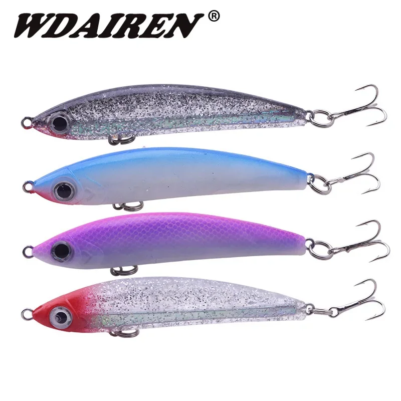 Cebo de silicona con lápiz que se hunde, 8cm, 14,5g, Wobblers, señuelo de pesca Artificial, colorido, ojos 3D, aparejos de pesca reflectantes, 1 ud.