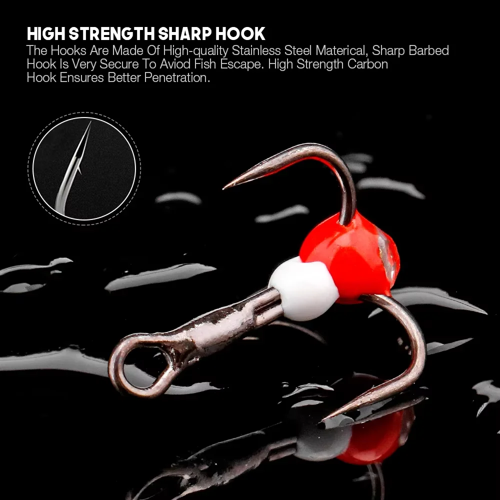 5 piezas/caja 8 # 10 # 12 # 14 # Anzuelos de pesca de invierno, anzuelos de acero rico en carbono para equilibradores, accesorios de pesca en hielo para invierno - imagen 5