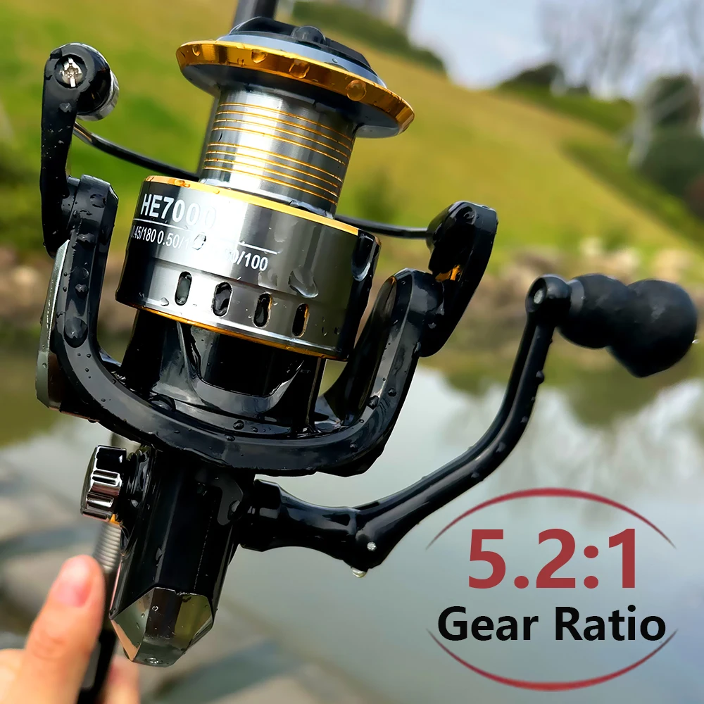 Carrete de pesca Baitcasting serie HE1000-7000, arrastre máximo de 8KG, rueda de Jigging de agua salada ultraligera profesional, accesorios de pesca - imagen 3