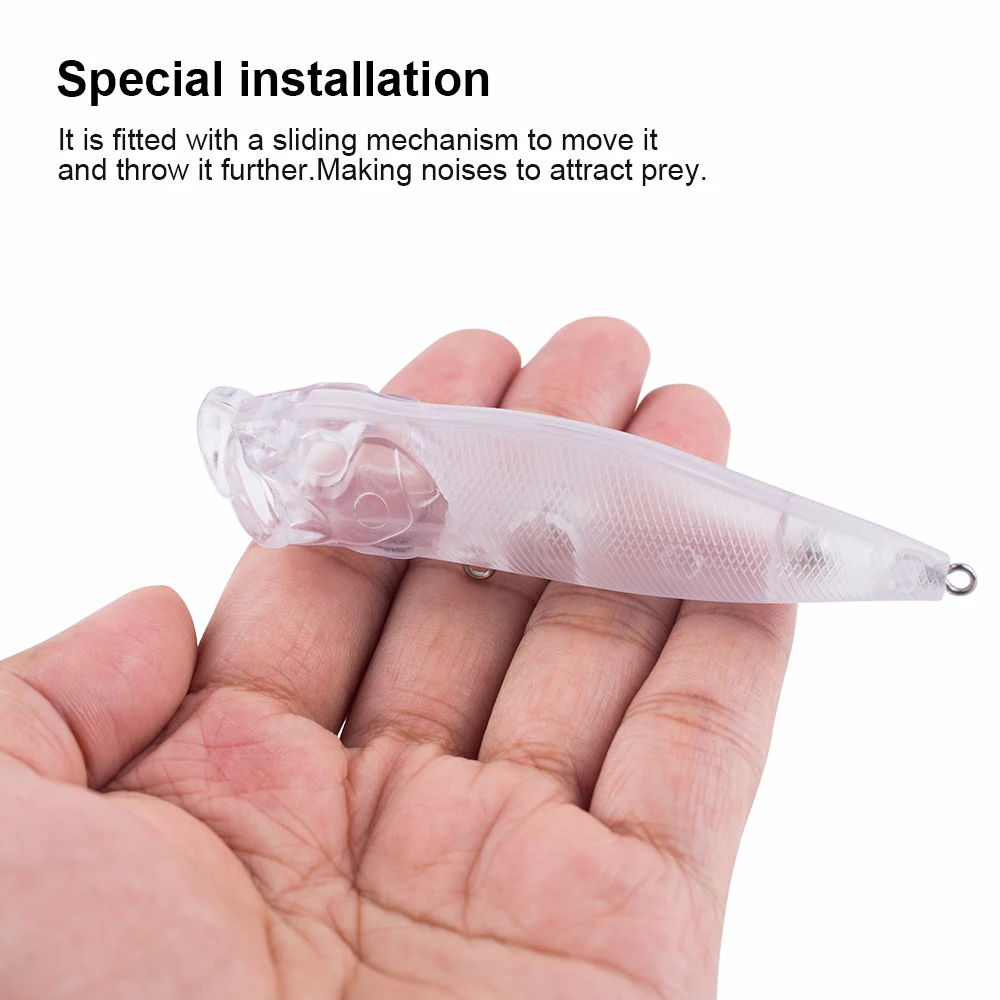 Hanlin-señuelo de pesca de plástico duro sin pintar, cebo Popper de boca grande, cuerpo transparente, 10/20 piezas, 9CM, 11G - imagen 4