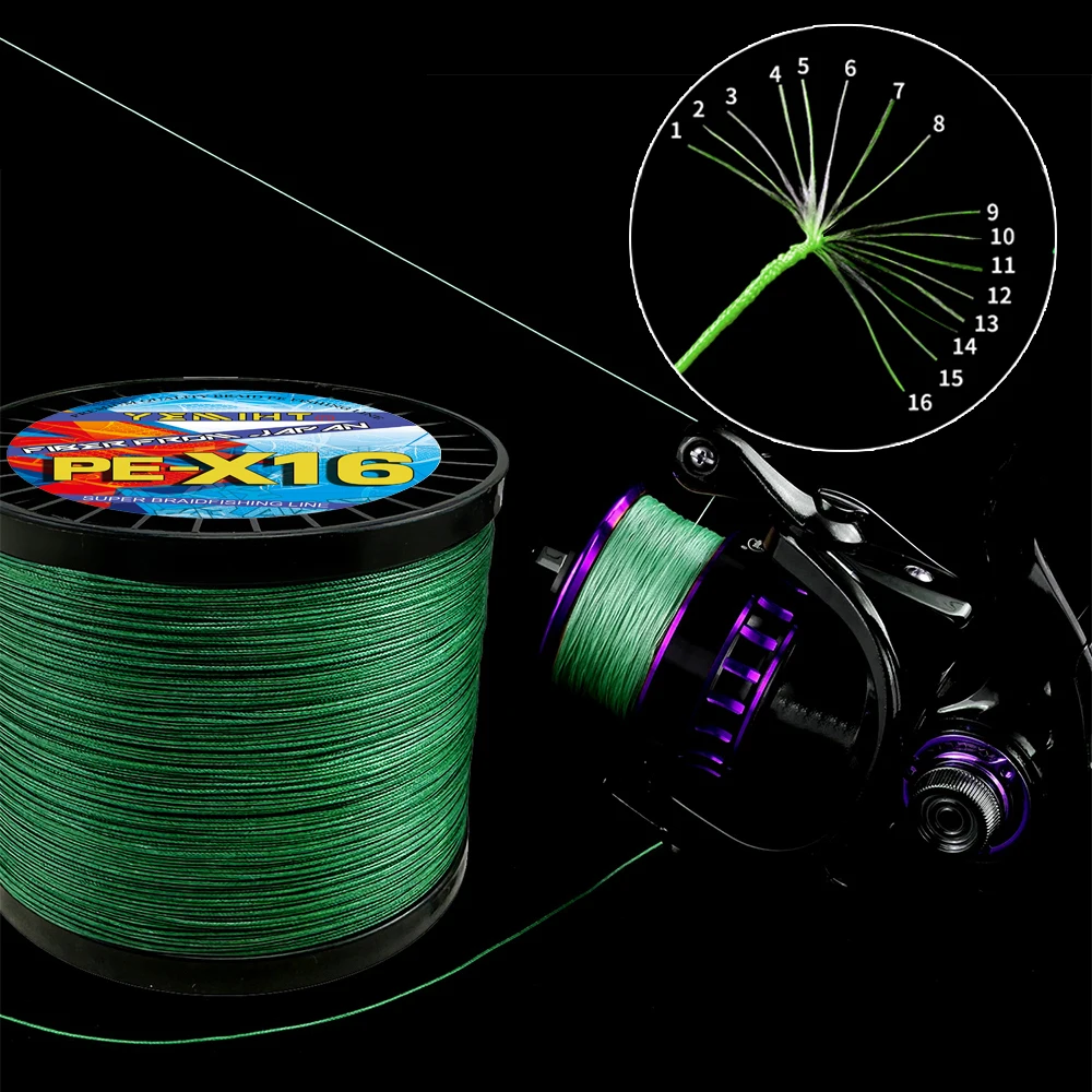 Línea de pesca trenzada de alto rendimiento, hilo de pescar de 300M, resistente a la abrasión, 25-200lb, 0,16-0,80mm, X16 hebras - imagen 4