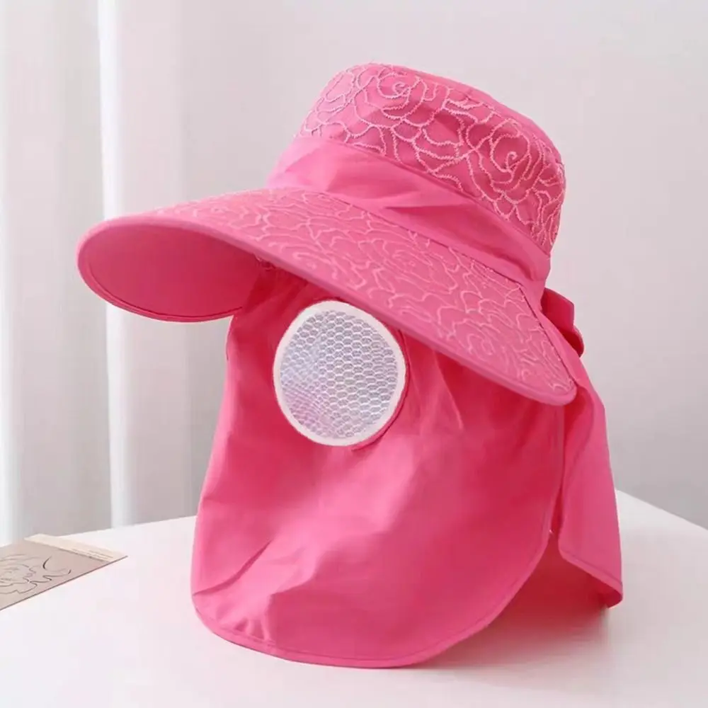 Sombrero de sol con orejeras de verano, protección UV, ala ancha, sombreros de mujer, protección solar de encaje para cara y cuello, gorra con protección solar para mujer