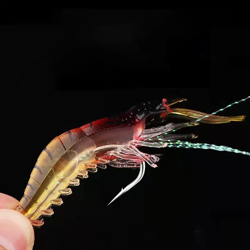 Señuelos luminosos para pesca, cebos blandos de forma flotante de camarón falso, cebo biónico Artificial con anzuelo, aparejos de pesca, 1 piezas - imagen 5