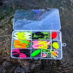 Kit de señuelos blandos Free Fisher con gusanos PVC dobles – Vástago y plomos