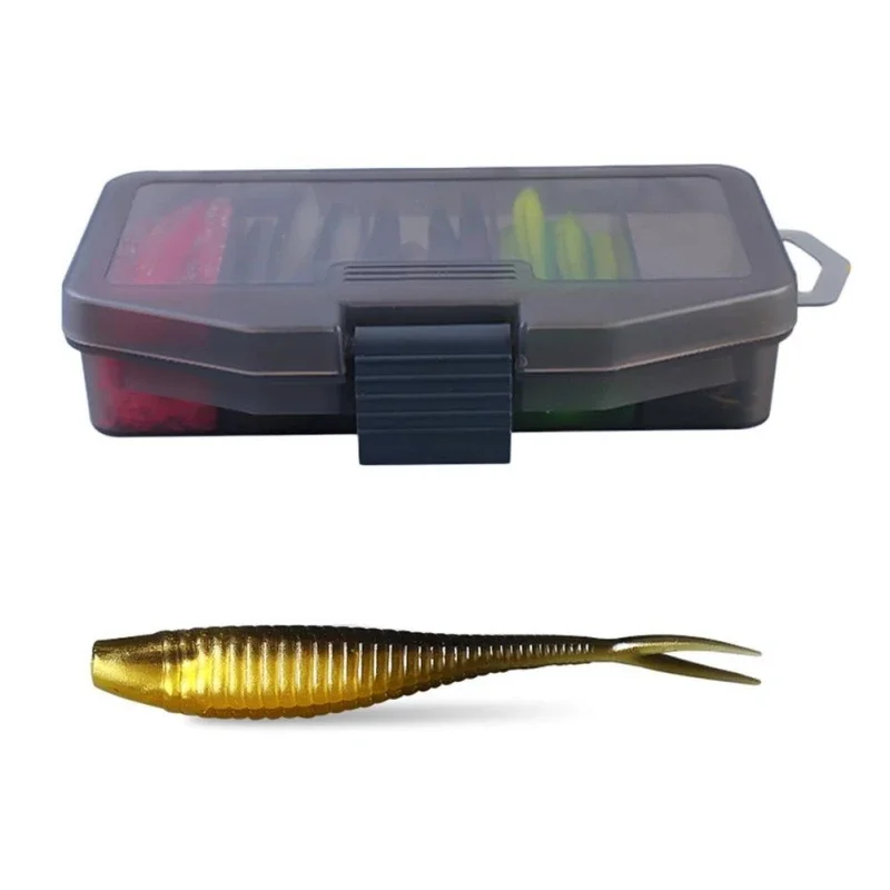 Cebo artificial suave y ligero con caja de almacenamiento, accesorios de pesca con cola de anzuelo y tenedor, juego de 61 piezas - imagen 3