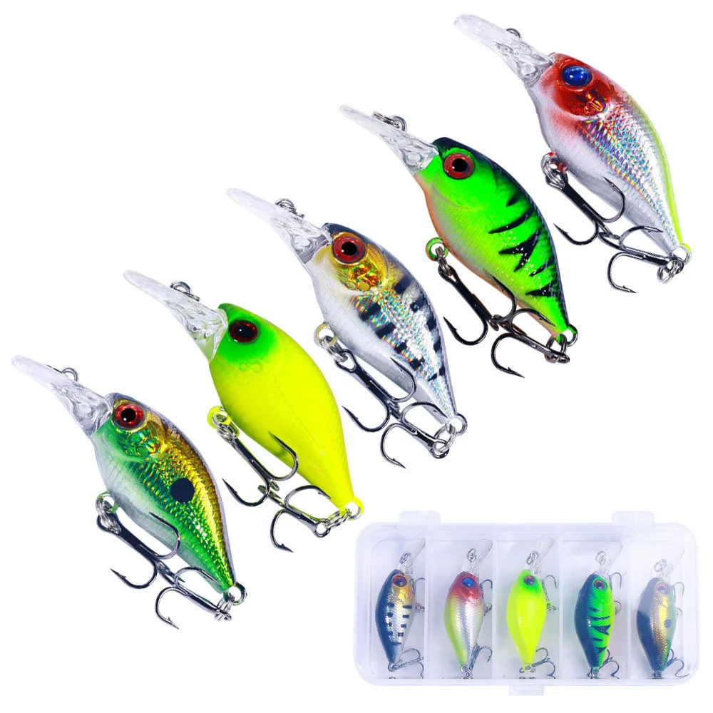 5 unids/lote Kit de Señuelos de Pesca cebo de manivela de plástico 4,2g/5cm Wobblers Crankbait aparejos cebo de lubina Spinners para pesca - imagen 2