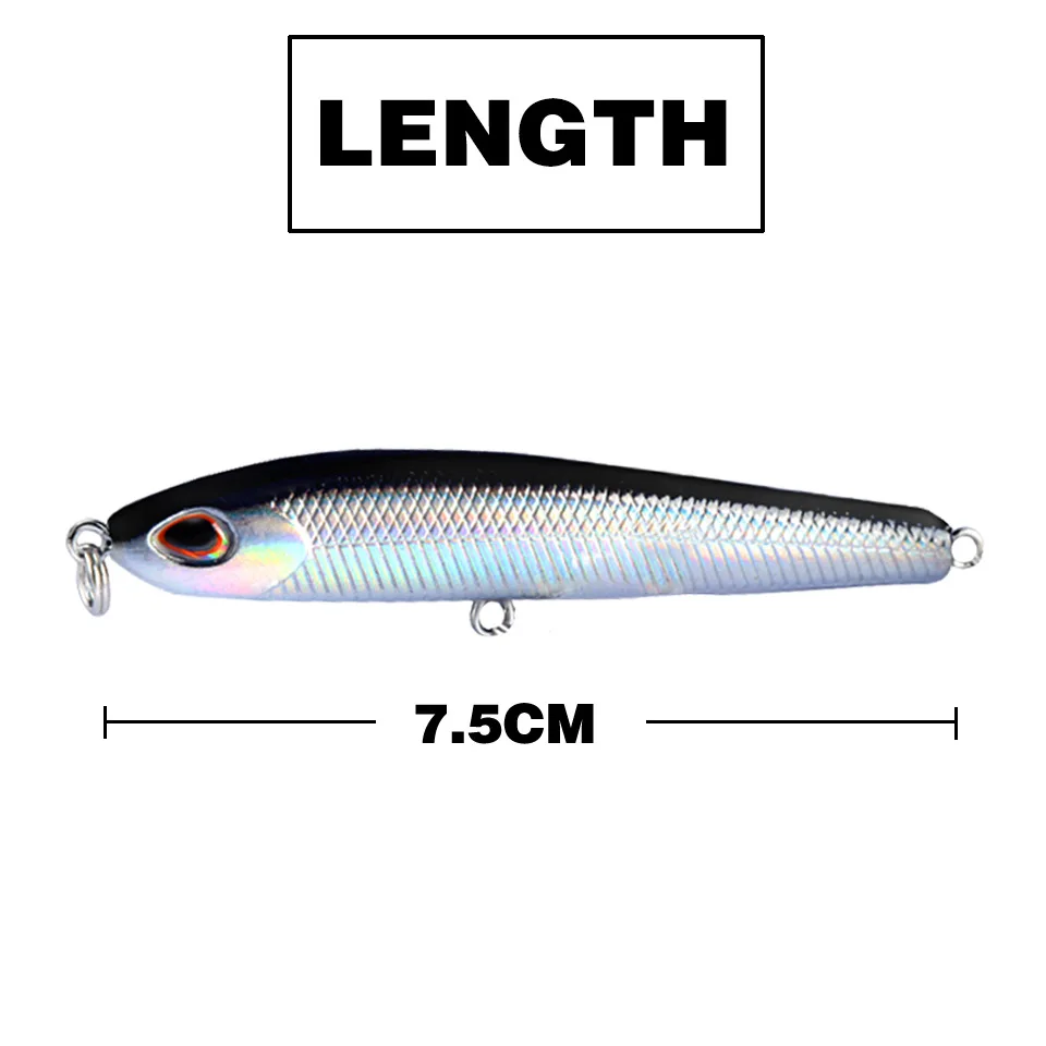 Señuelo de pesca hundido con lápiz, pesas de 7,5 cm, 9g, aparejos de pesca de lubina, accesorios de pesca, señuelos de agua salada, cebo para peces, señuelo de curricán, 1 ud. - imagen 5