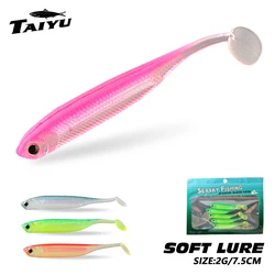 TAIYU 5 unids/set 7,5 cm suave Arco Iris T cola señuelo de pesca Kit lento hundimiento Artificial biónico Swimbaits agua salada señuelo de agua dulce
