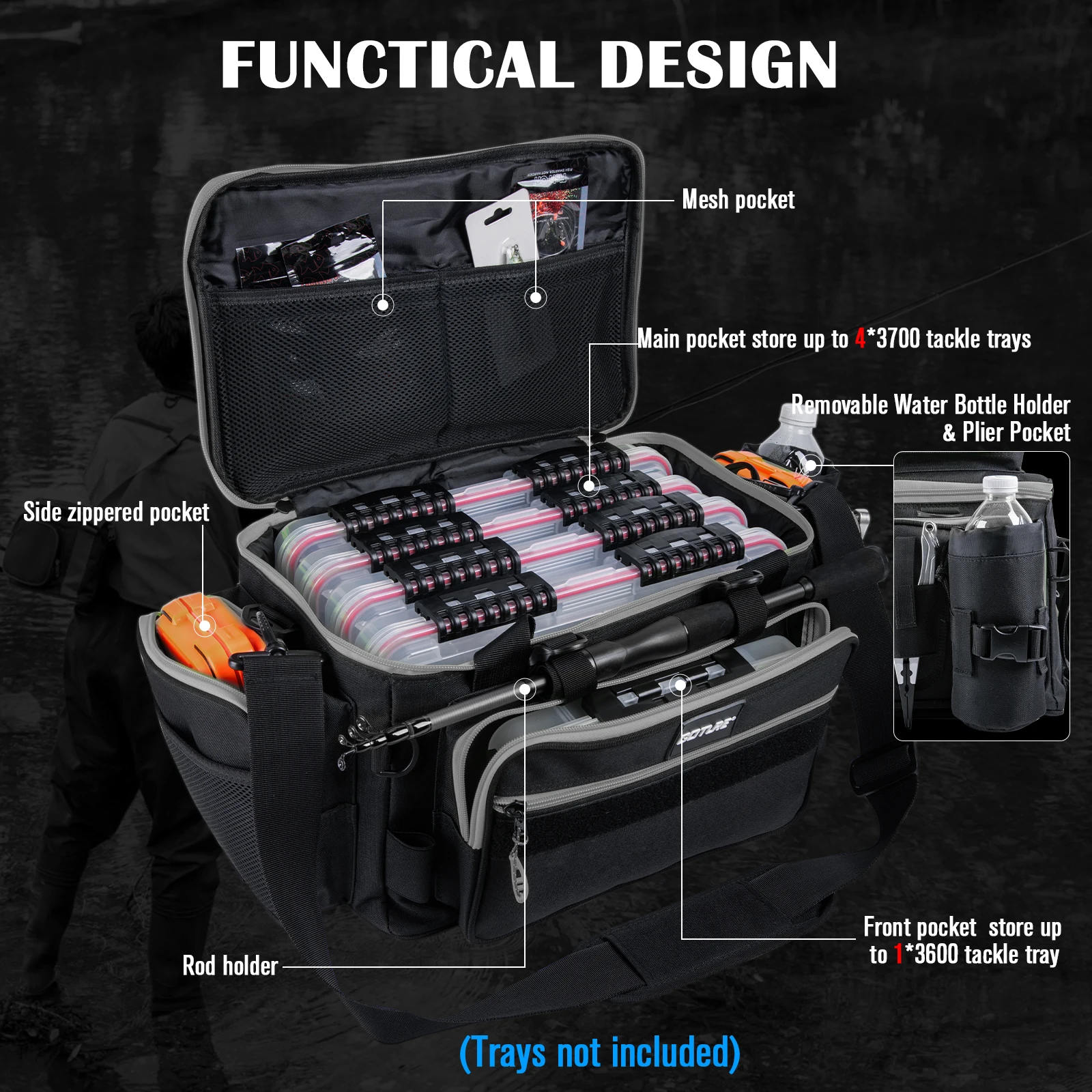 Goture Bolso de Hombro Impermeable – Bolsa Táctica para Pesca - imagen 5