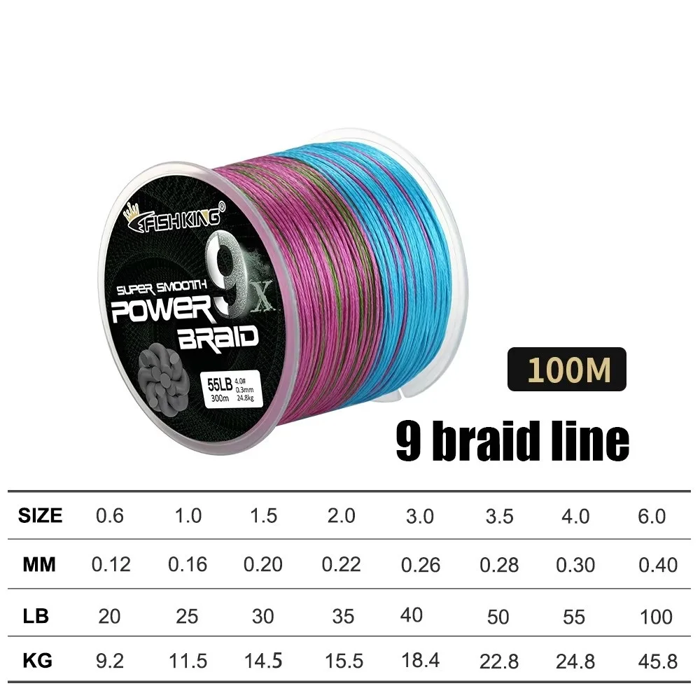 NGB 100M 9 hebras hilo de pescar trenzado multifilamento 20-100LB hilo de PE Multicolor cable de pesca con mosca - imagen 5